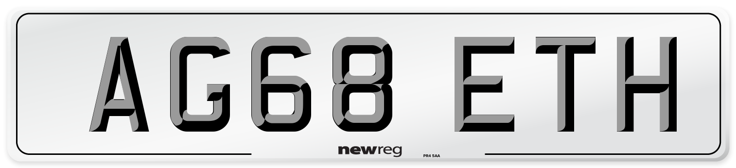 AG68 ETH Number Plate from New Reg